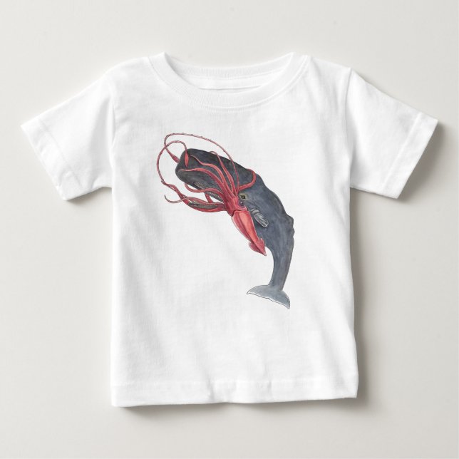 Squid and Whale Toddler Ruffle Tee (Front)