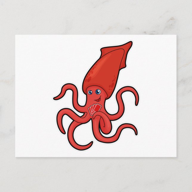 Squid at Poker with Poker cards (Front)