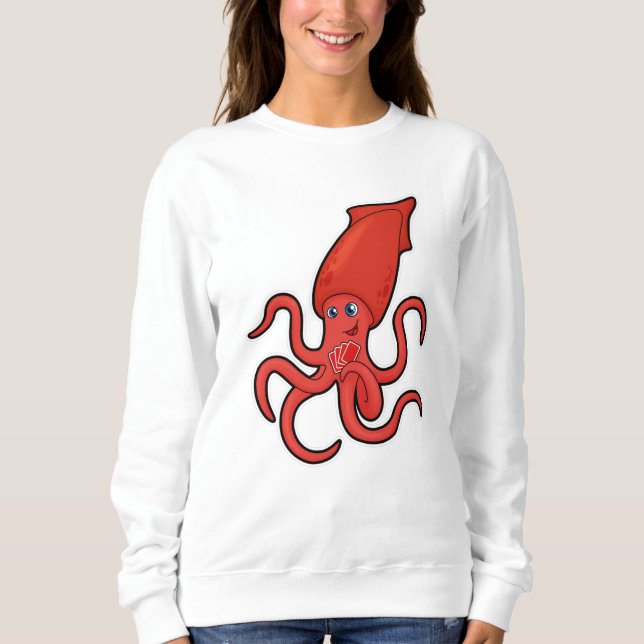Squid at Poker with Poker cards Sweatshirt (Front)
