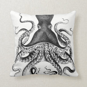 Squid Black and White Cushion