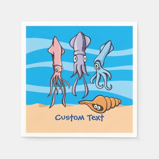 Squid Cartoons Napkin (Front)
