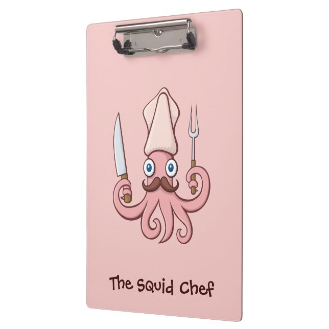 Squid Chef Cartoon Clipboard (Left)
