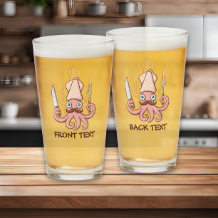 Squid Chef Cartoon Glass