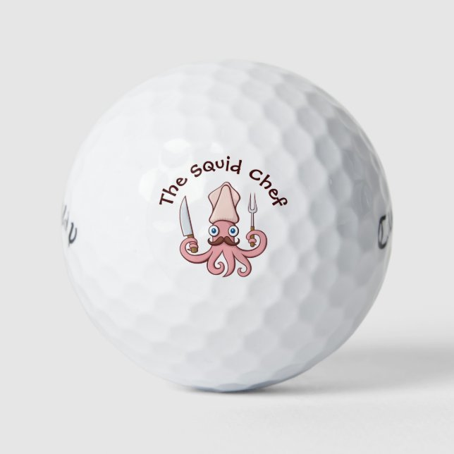 Squid Chef Cartoon Golf Balls (Front)
