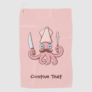 Squid Chef Cartoon Golf Towel