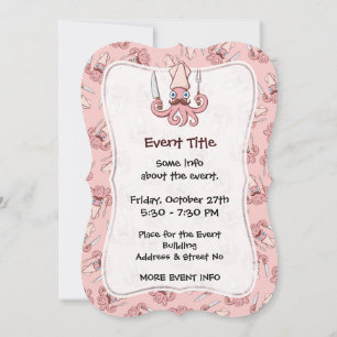 Squid Chef Cartoon Invitation