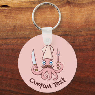 Squid Chef Cartoon Keychain