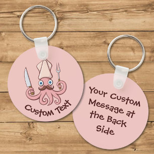 Squid Chef Cartoon Keychain