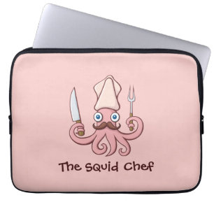 Squid Chef Cartoon Laptop Sleeve