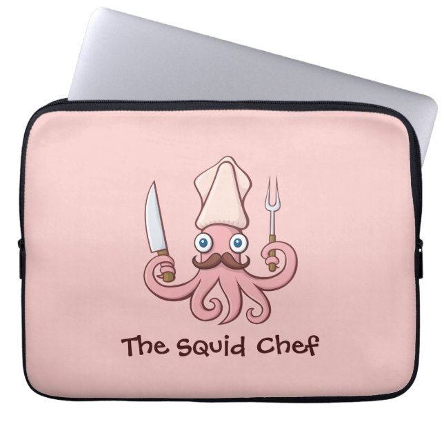 Squid Chef Cartoon Laptop Sleeve (Front)