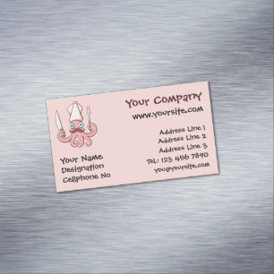 Squid Chef Cartoon Magnetic Business Card