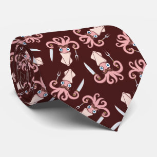 Squid Chef Cartoon Pattern Tie
