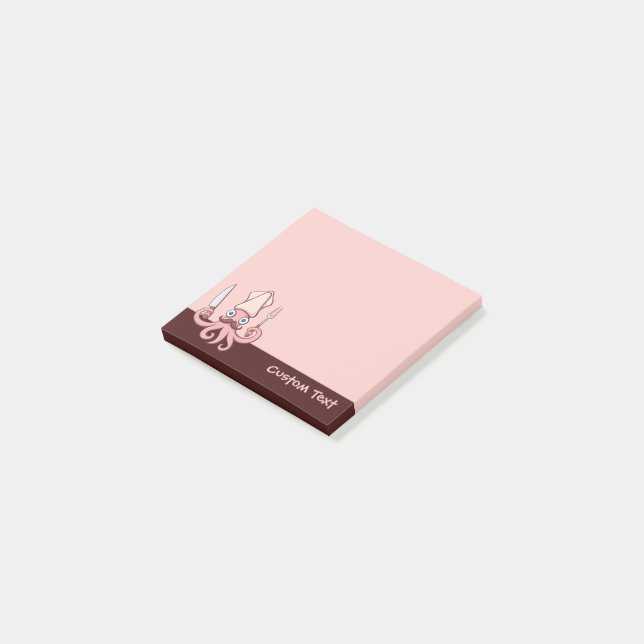 Squid Chef Cartoon Post-it Notes (Angled)