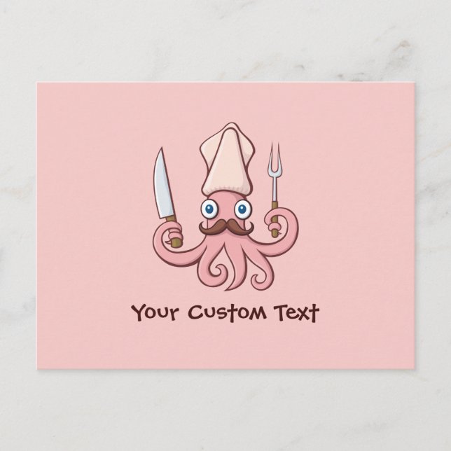 Squid Chef Cartoon Postcard (Front)