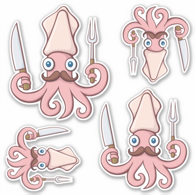 Squid Chef Cartoon Set (Front)