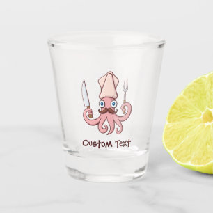 Squid Chef Cartoon Shot Glass