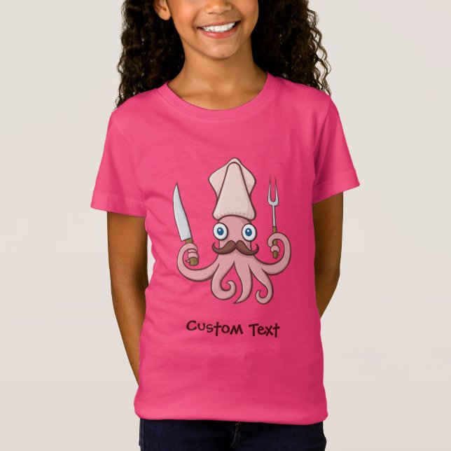 Squid Chef Cartoon T-Shirt (Front)