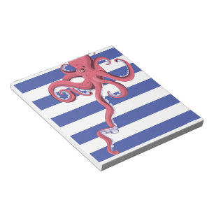 Squid diving underwater featuring stripes. notepad