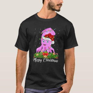 Squid Fish Lover Matching Santa Hat Squid Christma T-Shirt