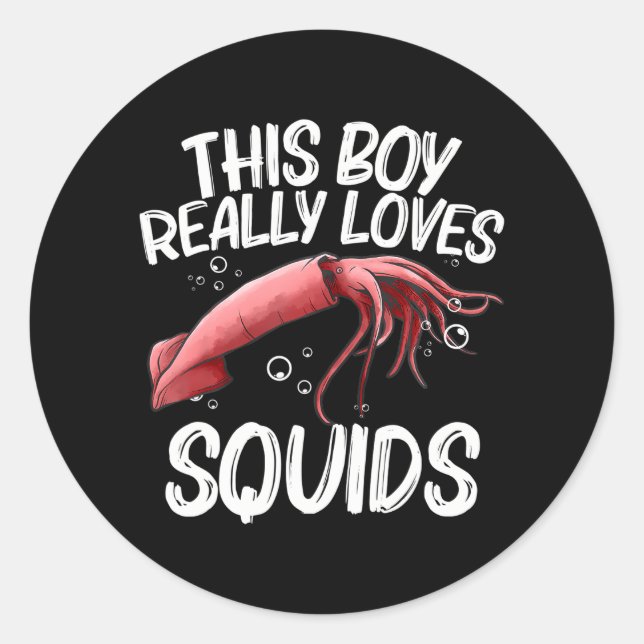 Squid For Boys Men Giant Squid Seafood Calamari Classic Round Sticker (Front)