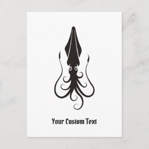 Squid Icon Black Postcard