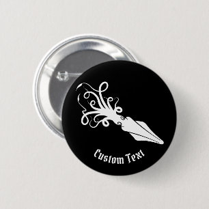 Squid Icon White 6 Cm Round Badge