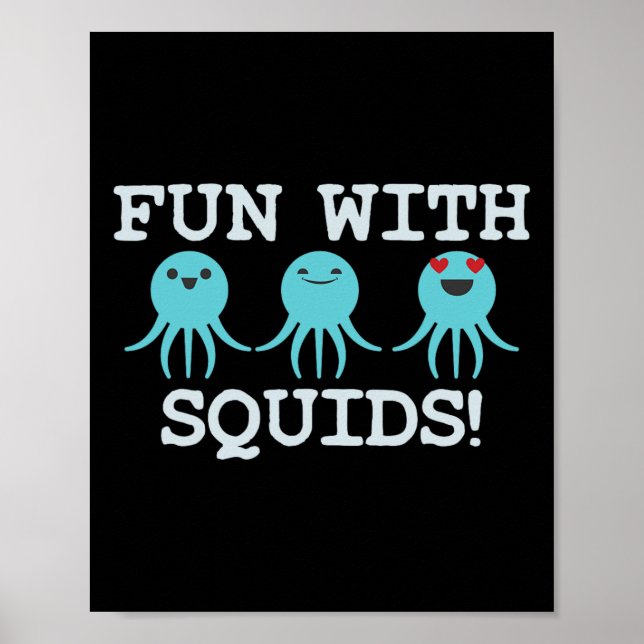 Squid Marine Biologist Teacher Student Gift  Poster (Front)