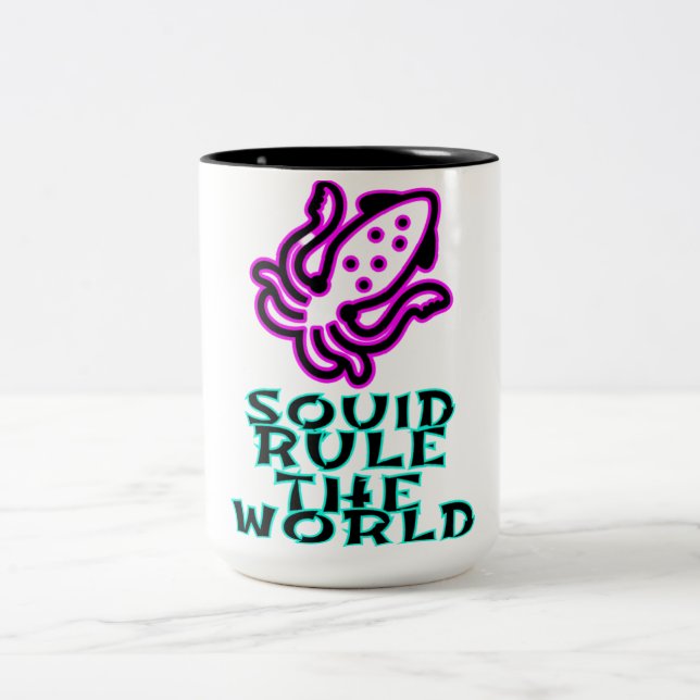 squid rule the world Two-Tone coffee mug (Center)