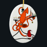 Squid Winter Holiday Ceramic Tree Decoration<br><div class="desc">It's December and this Squid is ready to celebrate! But how? So much to do, and so many festivals to choose from! Luckily, having more hands than humans, it can juggle presents, snowballs, Kwanzaa candles, Christmas tree decorations, mistletoes, a Hanukkah menorah - and even start dressing up as Santa Claus!...</div>