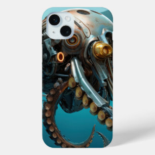 Squid with steampunk armour iPhone 15 mini case