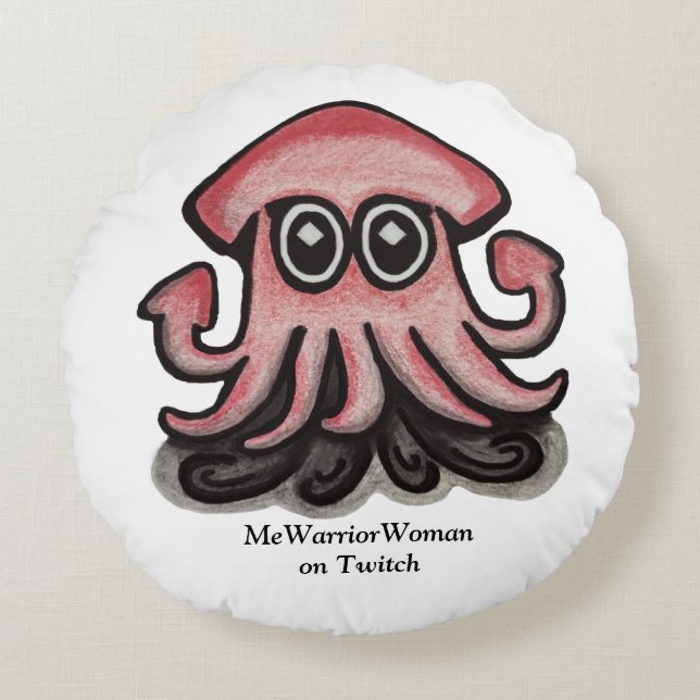 Squido squid, MeWarriorWoman on Twitch  Round Cushion (Front)