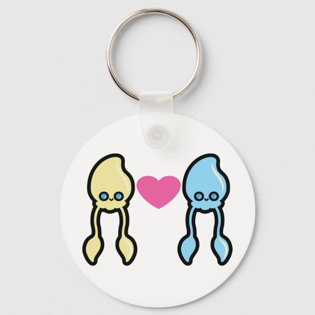Squids in love key ring (Front)
