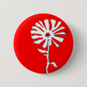 squiggle flower 6 cm round badge
