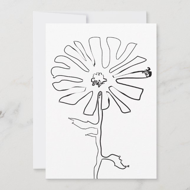 squiggle flower invitation (Front)