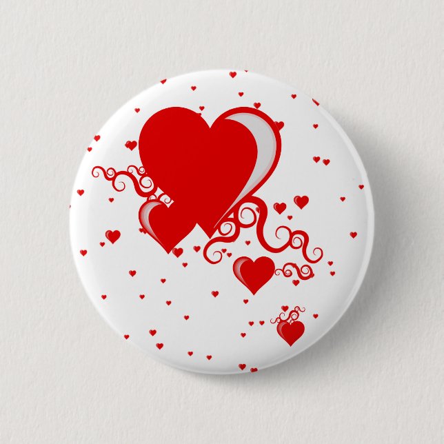 squiggle hearts 6 cm round badge (Front)