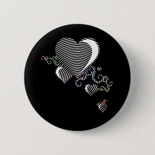 squiggle hearts 6 cm round badge