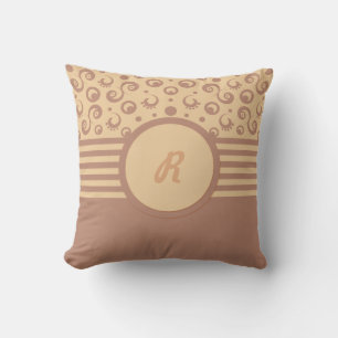 squiggles monogram tan cushion