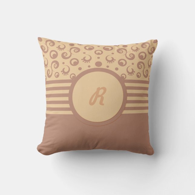 squiggles monogram tan cushion (Front)