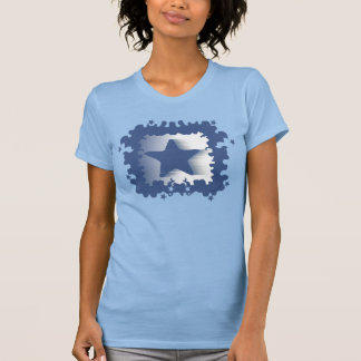Squiggly Blue Flying Star Blue Ombre USA Pride Art T-Shirt