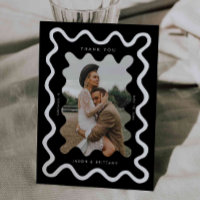 Squiggly Hand Drawn Line Black Wedding Photo