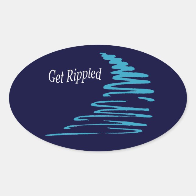 Squiggly Lines_Get Rippled_Aqua Oval Sticker (Front)