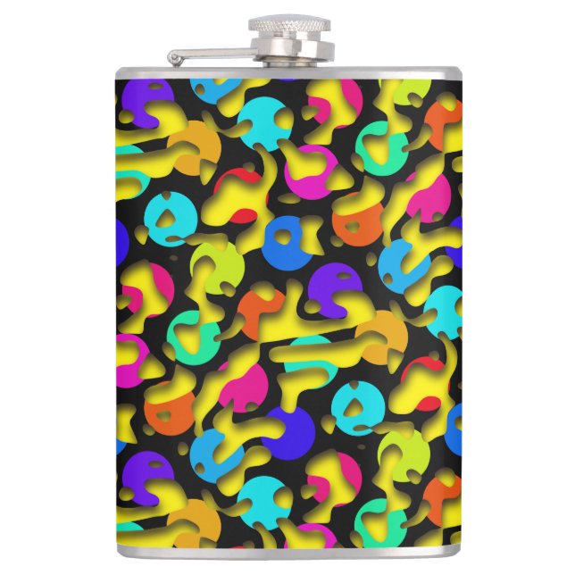 Squiggly Loops seamless pattern 09 + your backgr. Hip Flask (Front)