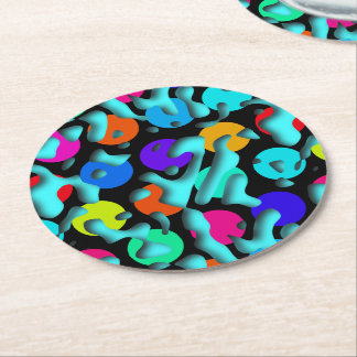 Squiggly Loops seamless pattern 09 + your backgr. Round Paper Coaster