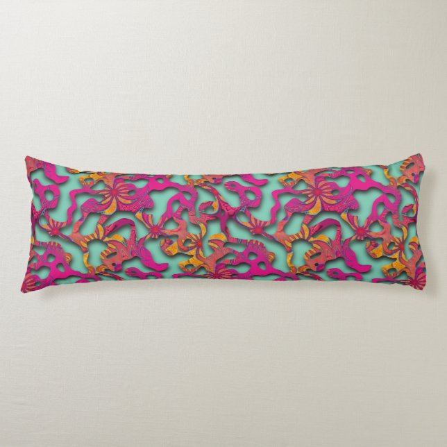 Squiggly Loops seamless pattern 14 + your backgr. Body Cushion (Front)
