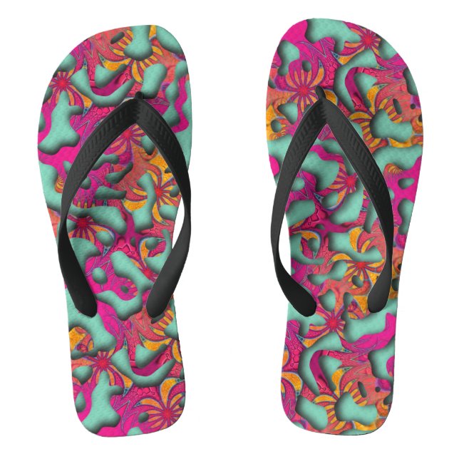 Squiggly Loops seamless pattern 14 + your backgr. Jandals (Footbed)