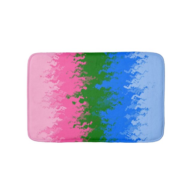 Squiggly Trippy Abstract Omniromantic Pride Flag Bath Mat (Front)
