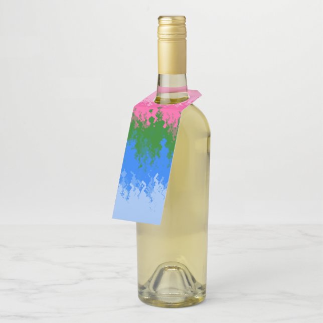 Squiggly Trippy Abstract Omniromantic Pride Flag Bottle Tag (Angled)