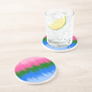 Squiggly Trippy Abstract Omniromantic Pride Flag Coaster