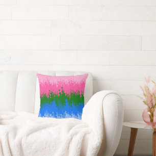 Squiggly Trippy Abstract Omniromantic Pride Flag Cushion