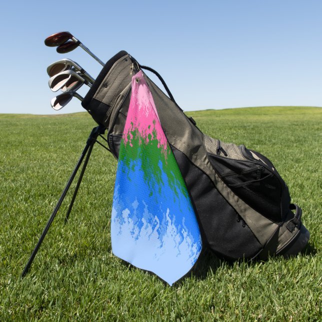 Squiggly Trippy Abstract Omniromantic Pride Flag Golf Towel (Green)